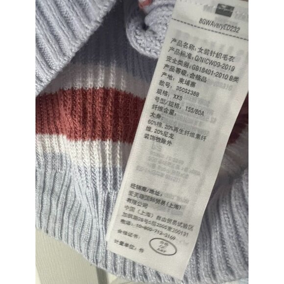 Hollister Striped Knit Sweater Women’s XXS V-Neck Cropped Pullover Blue Red Whit - Picture 5 of 6